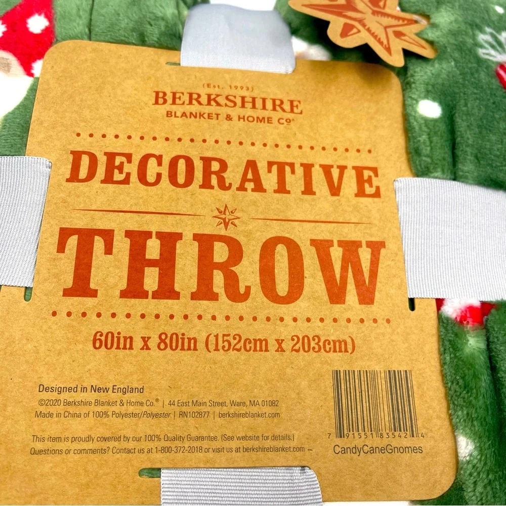 Berkshire Decorative Throw Candy Cane Gnomes NWT